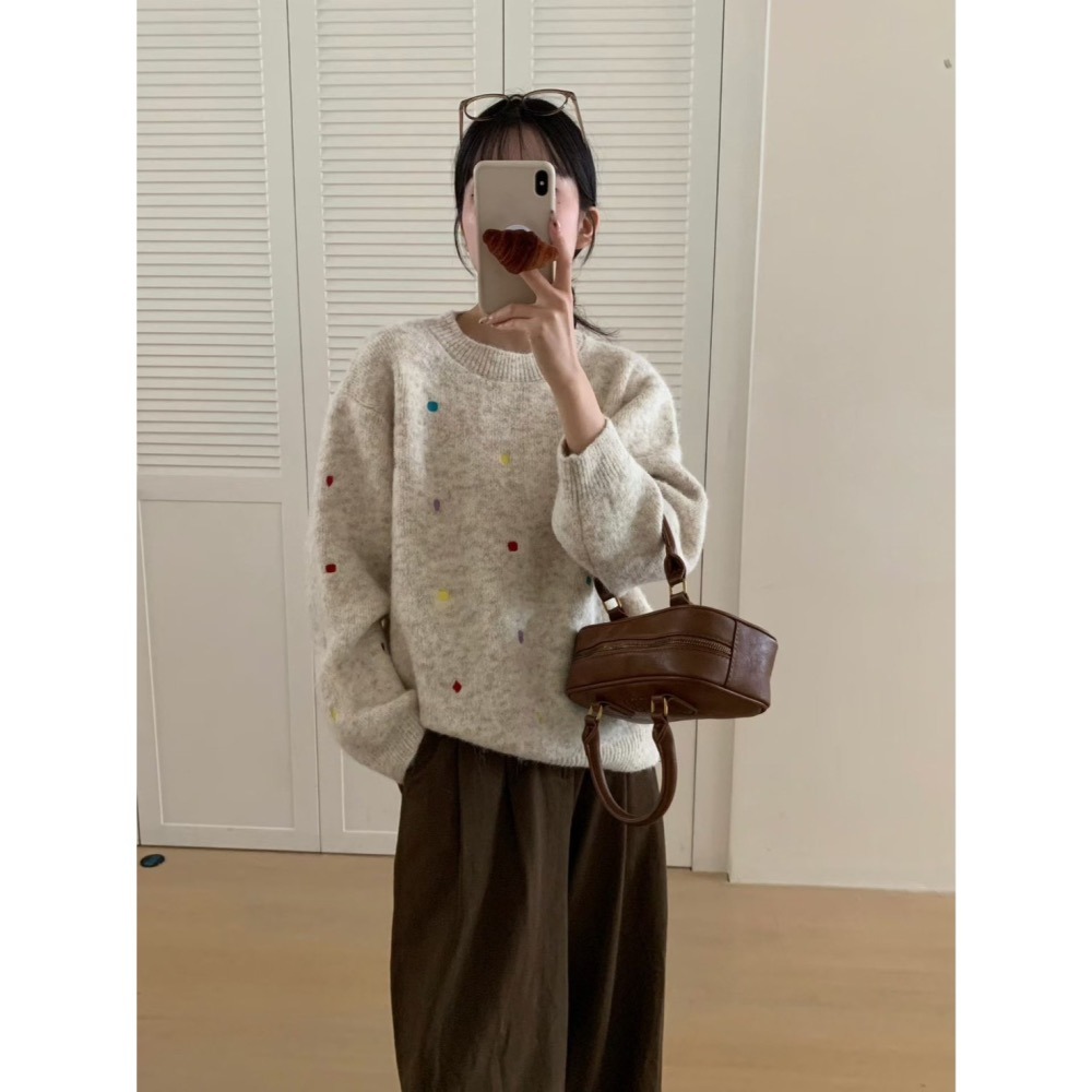 現貨｜刺繡彩點毛衣1101-細節圖4