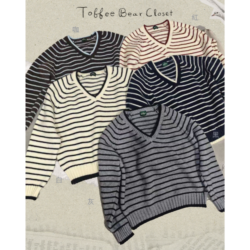 現貨｜ V領條針織上衣1107-細節圖4