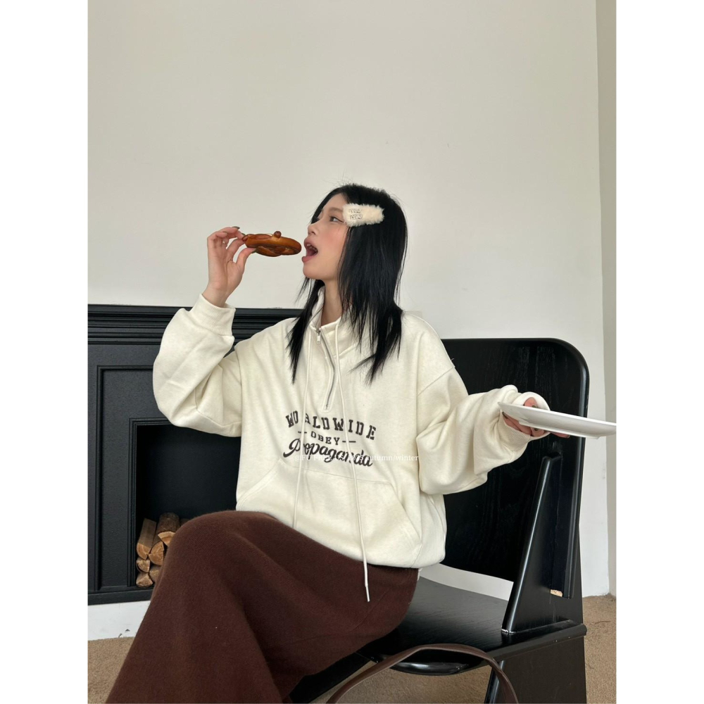 現貨｜立領銀狐絨大學T1107-細節圖6