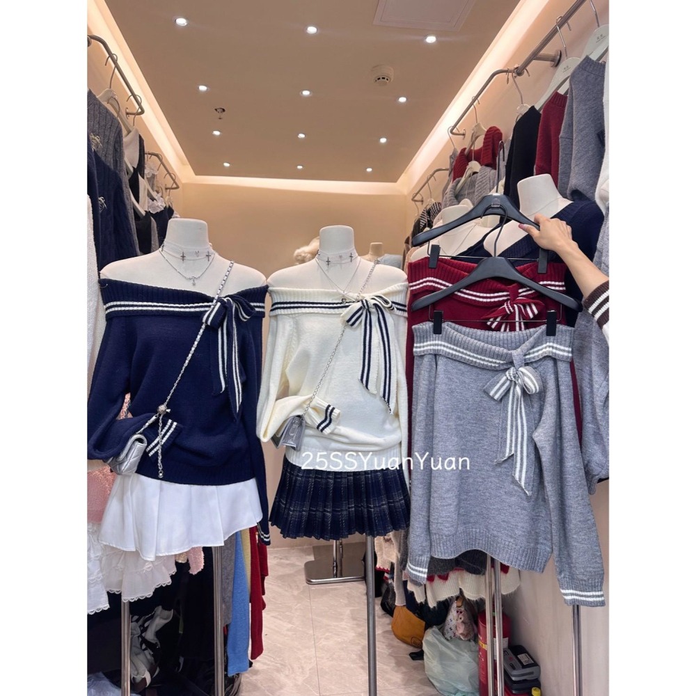 現貨｜ 配色一字領毛衣1107-細節圖4