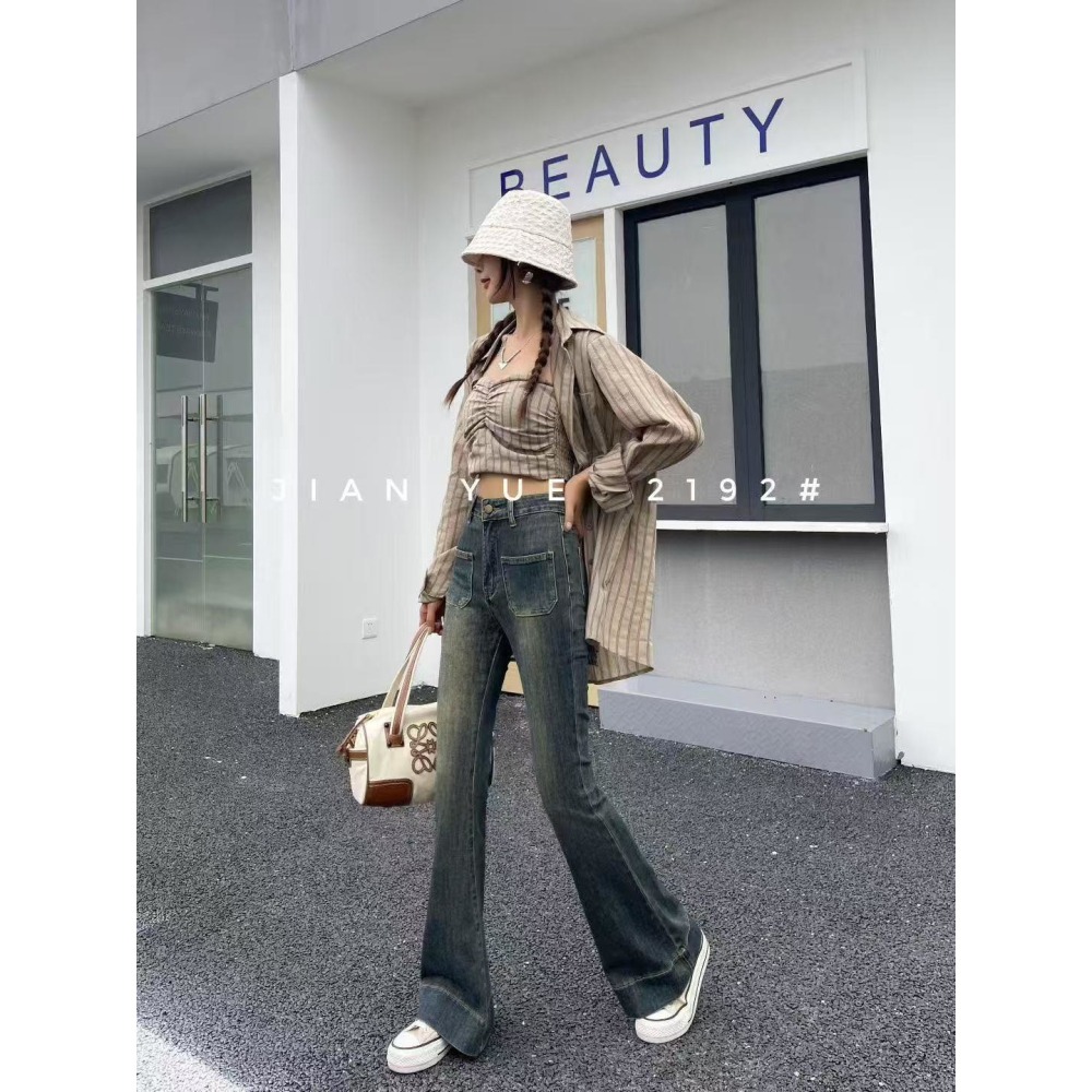 現貨｜前口袋復古刷色喇叭褲1107-細節圖3