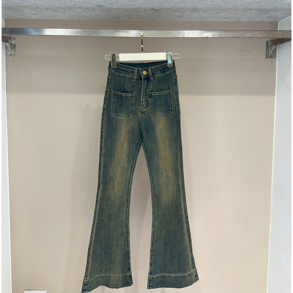 現貨｜前口袋復古刷色喇叭褲1107-細節圖5