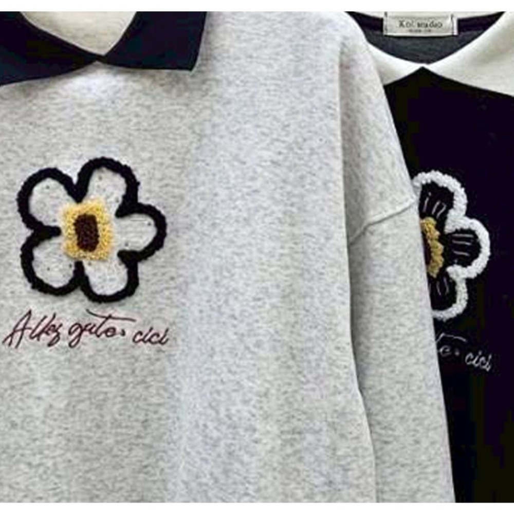 現貨｜韓系小花刺繡翻領T251113-細節圖2