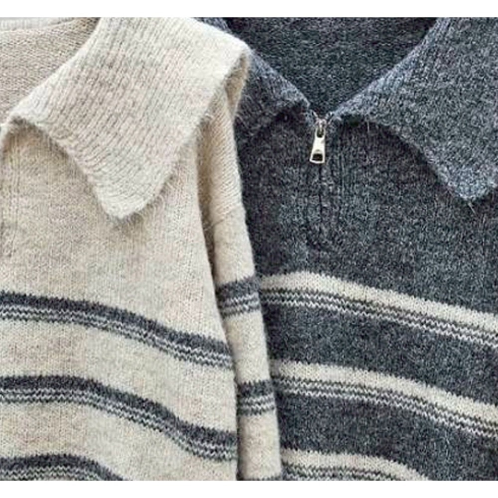 現貨｜下擺抽繩條紋毛衣251113-細節圖3