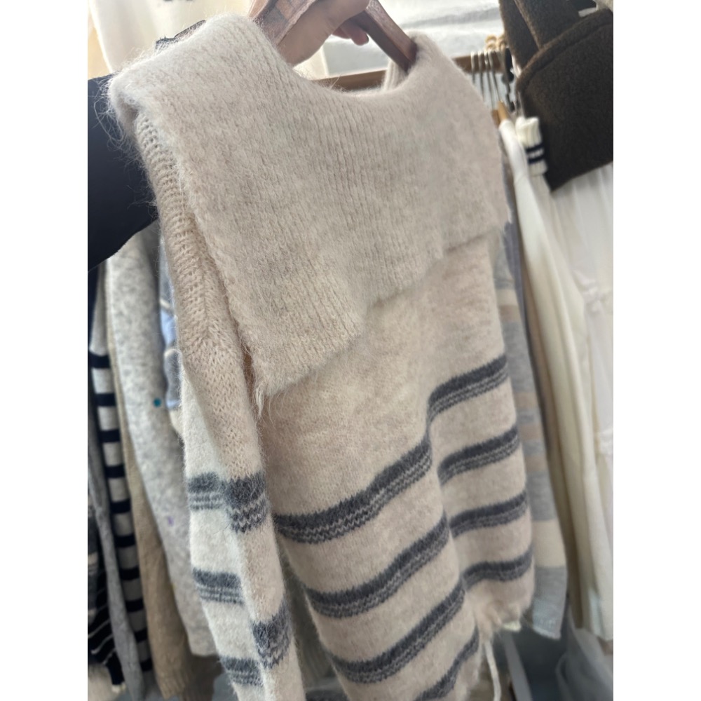 現貨｜下擺抽繩條紋毛衣251113-細節圖4
