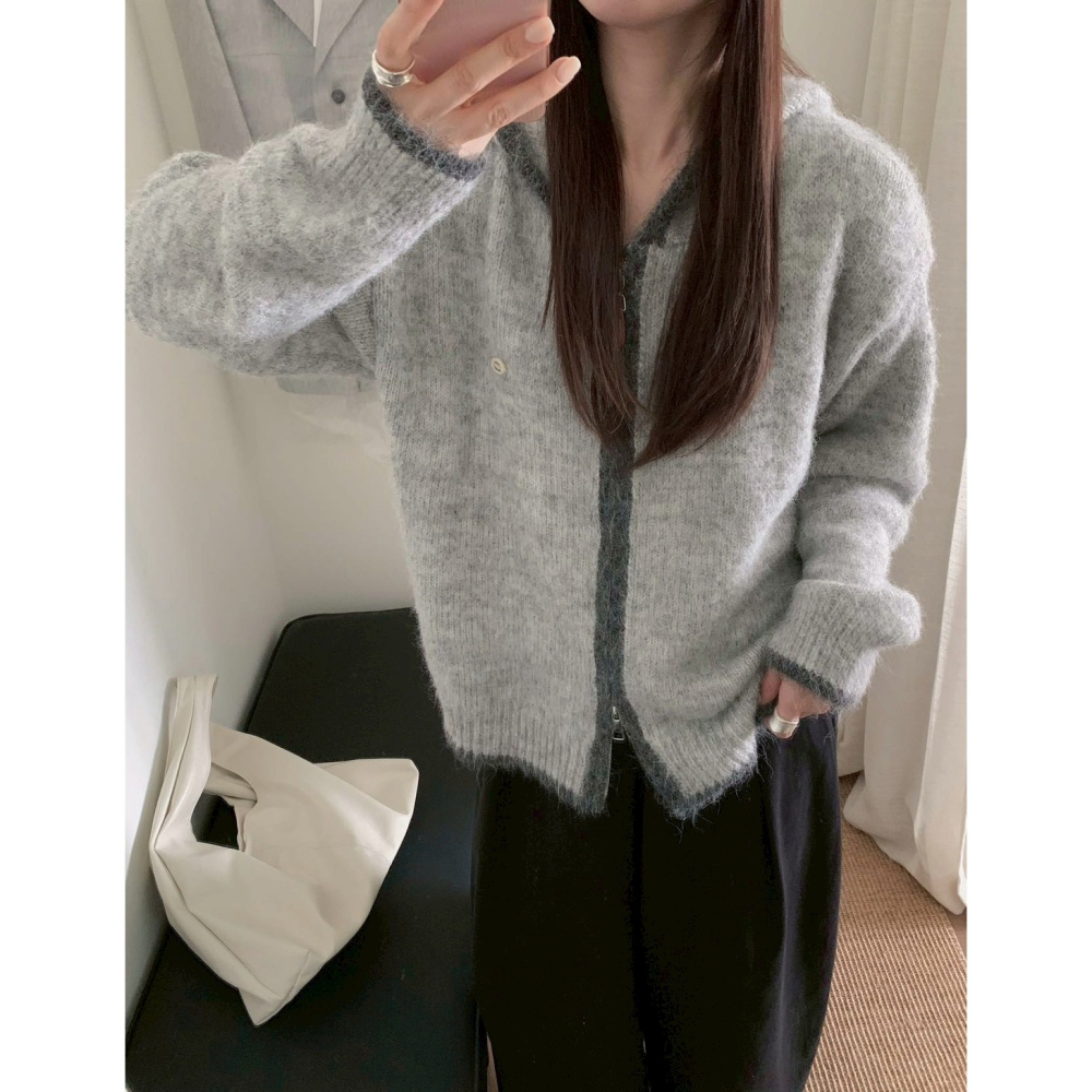 現貨｜ 小標連帽針織外套-細節圖3