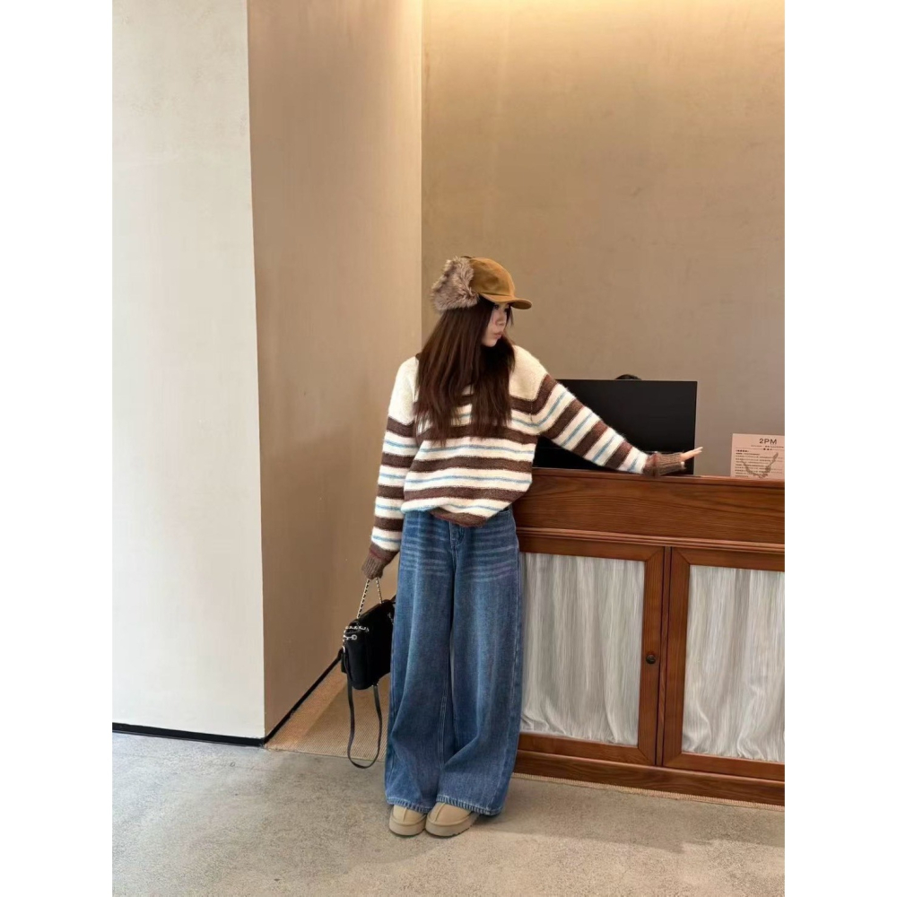 現貨｜圓領條紋撞色毛衣-細節圖5