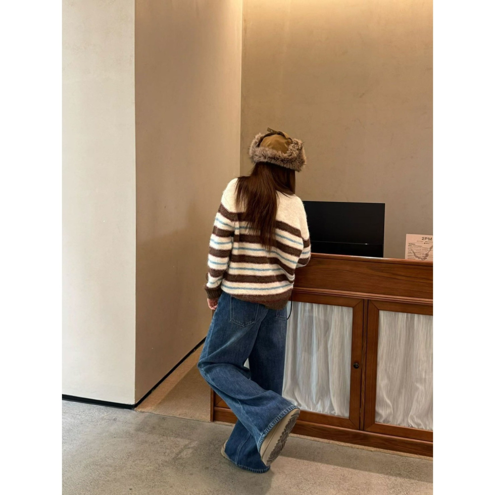 現貨｜圓領條紋撞色毛衣-細節圖6