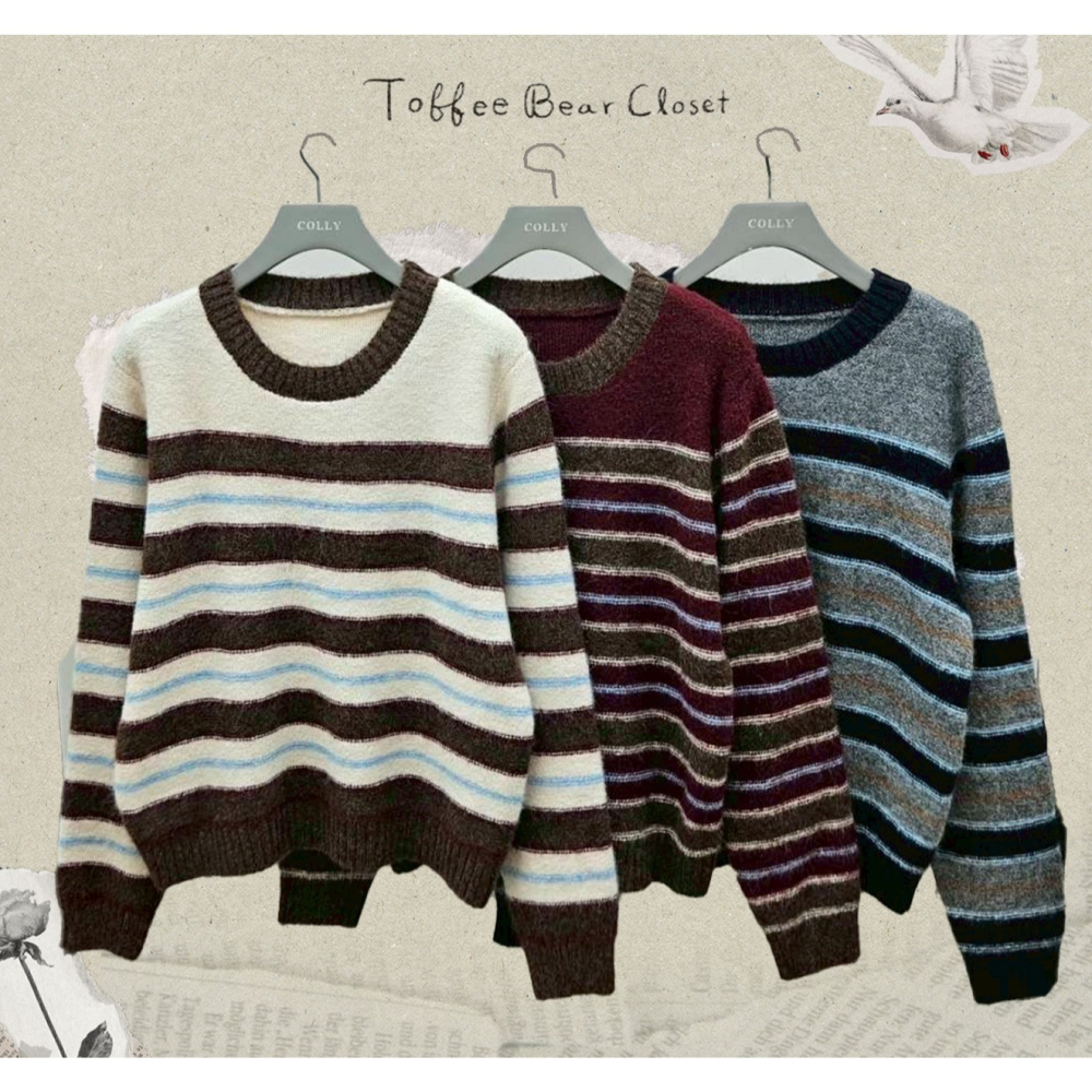 現貨｜圓領條紋撞色毛衣-細節圖7