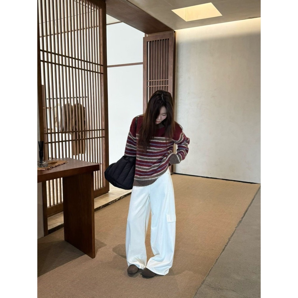 現貨｜圓領條紋撞色毛衣-細節圖4