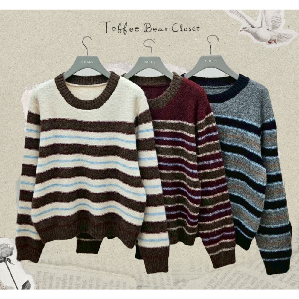 現貨｜圓領條紋撞色毛衣-細節圖7