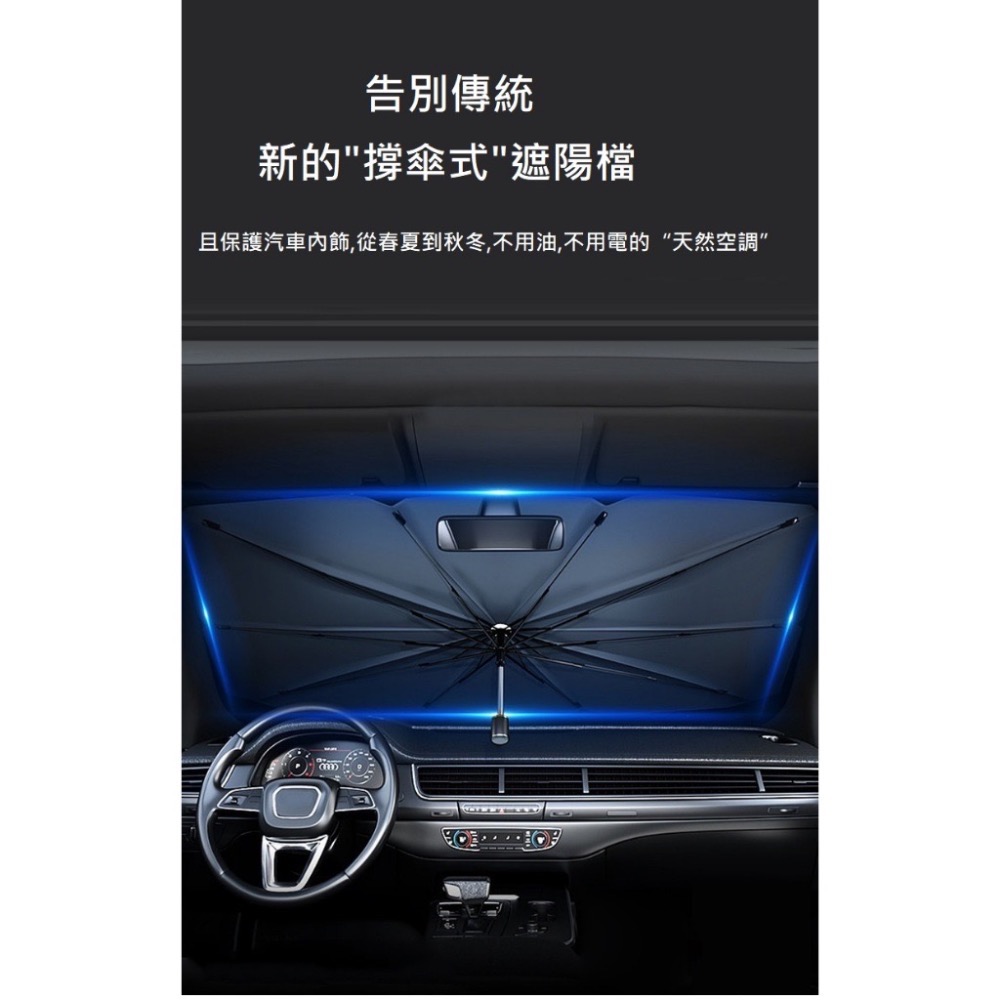 ～ 涼爽降溫～汽車遮陽傘/ 車用遮陽 前擋遮陽 特斯拉遮陽傘【鈦銀升級版】-細節圖2