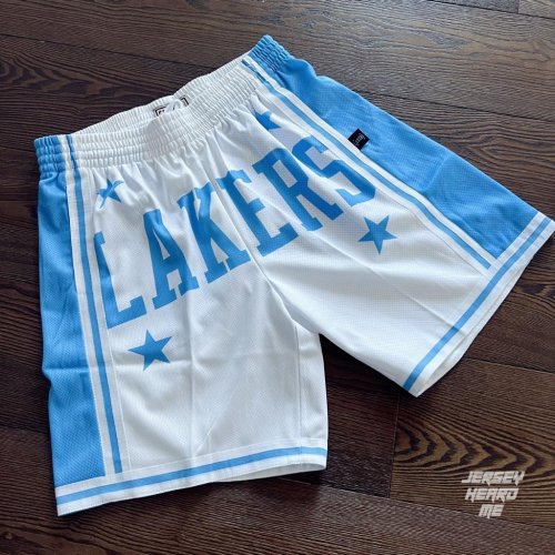【球衣藏家】Mitchell &amp; Ness Lakers 湖人 四星藍 Big Face 染印 大圖 球褲