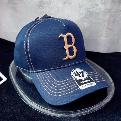 【球衣藏家】Red Soxs 波士頓 紅襪 單寧藍 47 Brand 可調式 老帽 MLB Dad Hat