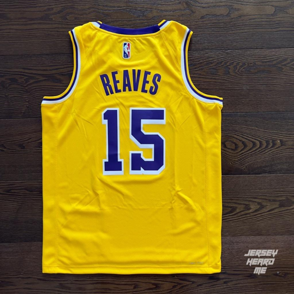 【球衣藏家】Reaves Lakers 75周年 鑽石標 湖人 主場黃 Icon SW NIKE 球迷版 NBA 球衣-細節圖2