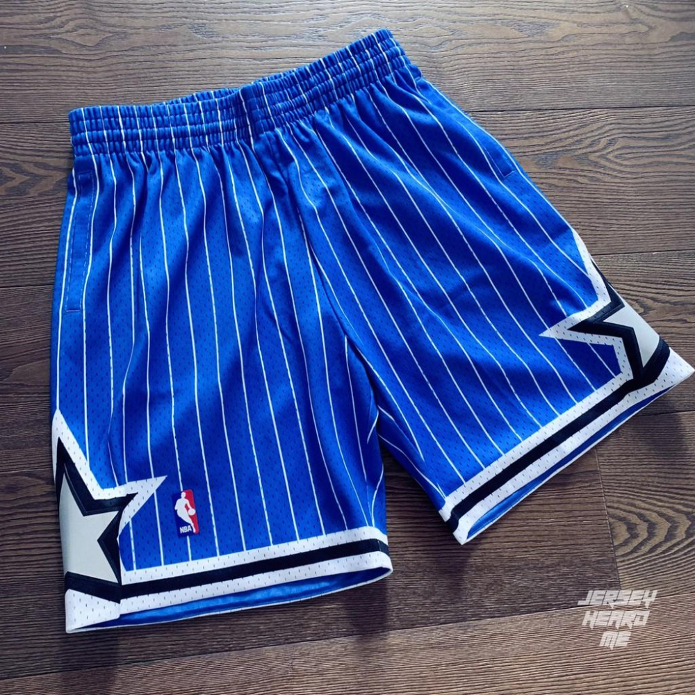 【球衣藏家】魔術 復古 藍條紋 Magics Mitchell & Ness M&N SW 球迷版 NBA 球褲-細節圖2