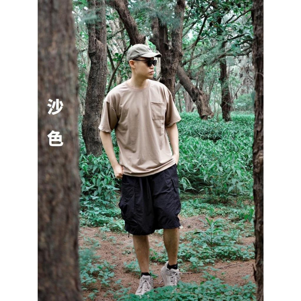 【球衣藏家】大地色系 高品質 球衣內搭 重磅素T 螺紋加強 口袋T 素T 落肩款 美式 寬鬆短袖 硬挺 抗皺 短袖 短T-細節圖4