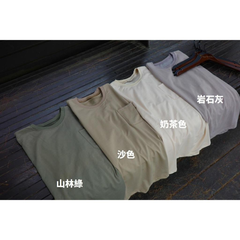 【球衣藏家】大地色系 高品質 球衣內搭 重磅素T 螺紋加強 口袋T 素T 落肩款 美式 寬鬆短袖 硬挺 抗皺 短袖 短T-細節圖6