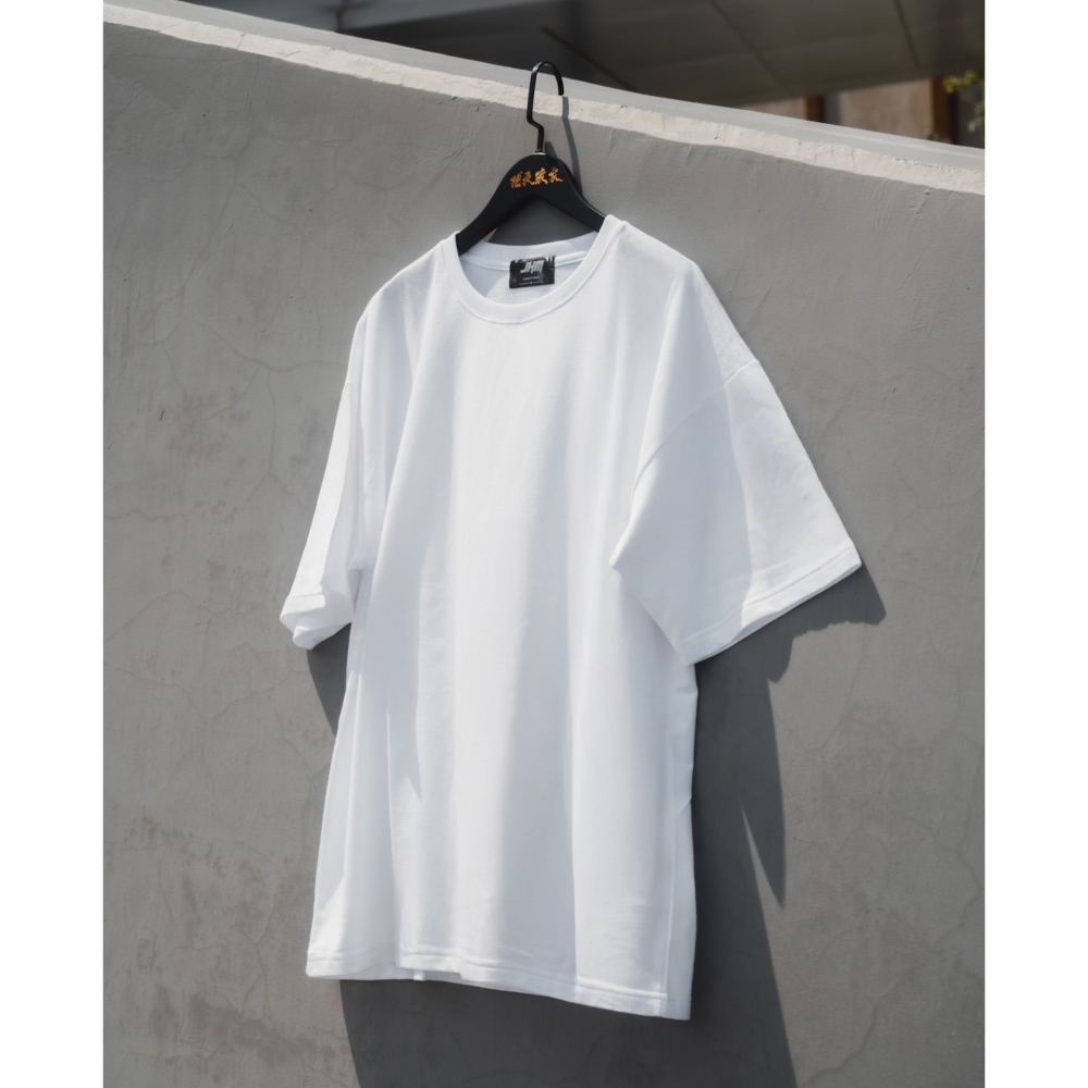 【球衣藏家】JHM 經典 黑白 基本款 百搭 高品質 內搭 口袋T 素T 落肩 美式 寬鬆 硬挺 抗皺 短T 短袖-細節圖5