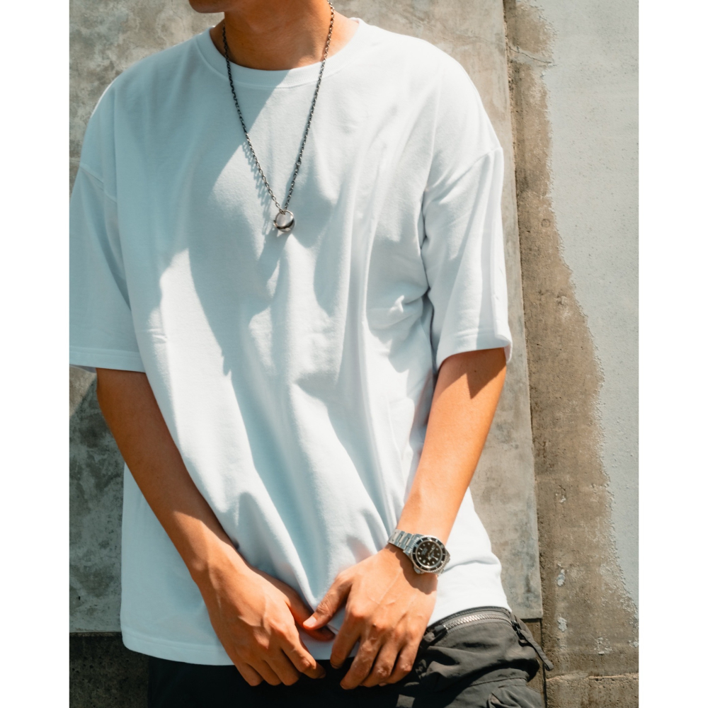 【球衣藏家】JHM 經典 黑白 基本款 百搭 高品質 內搭 口袋T 素T 落肩 美式 寬鬆 硬挺 抗皺 短T 短袖-細節圖6