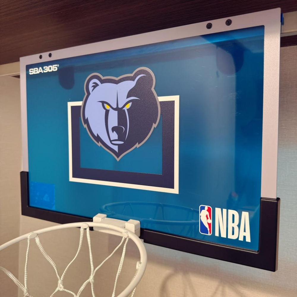 【球衣藏家】SBA305 台灣總代理 NBA 官方授權 壁掛式 室內 玩具 小籃框 紅藍 隊徽款 - 灰熊 附小籃球-細節圖2