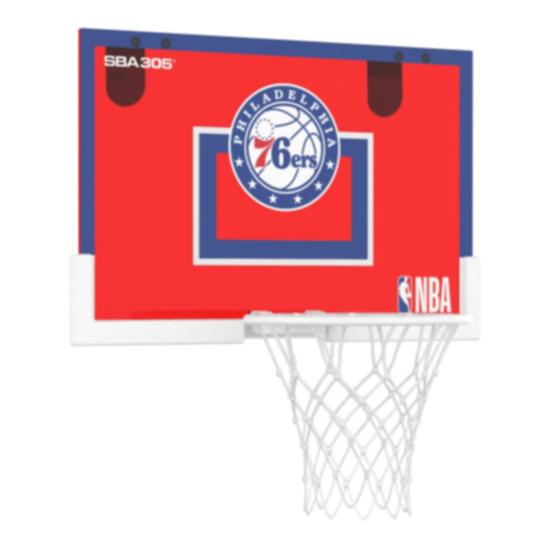 【球衣藏家】SBA305 台灣總代理 NBA 官方授權 壁掛式 室內 玩具 小籃框 紅藍 隊徽款 - 76人 附小籃球-細節圖4