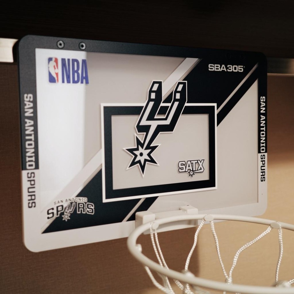 【球衣藏家】SBA305 台灣總代理 NBA 官方授權 壁掛式 居家 室內 玩具 小籃框 MINI款 -馬刺 附小籃球-細節圖3