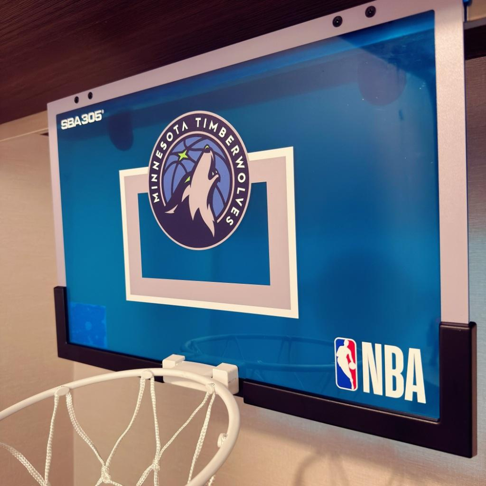 【球衣藏家】SBA305 台灣總代理 NBA 官方授權 壁掛式 居家 室內 玩具 小籃框 隊徽款 - 灰狼 附小籃球-細節圖2