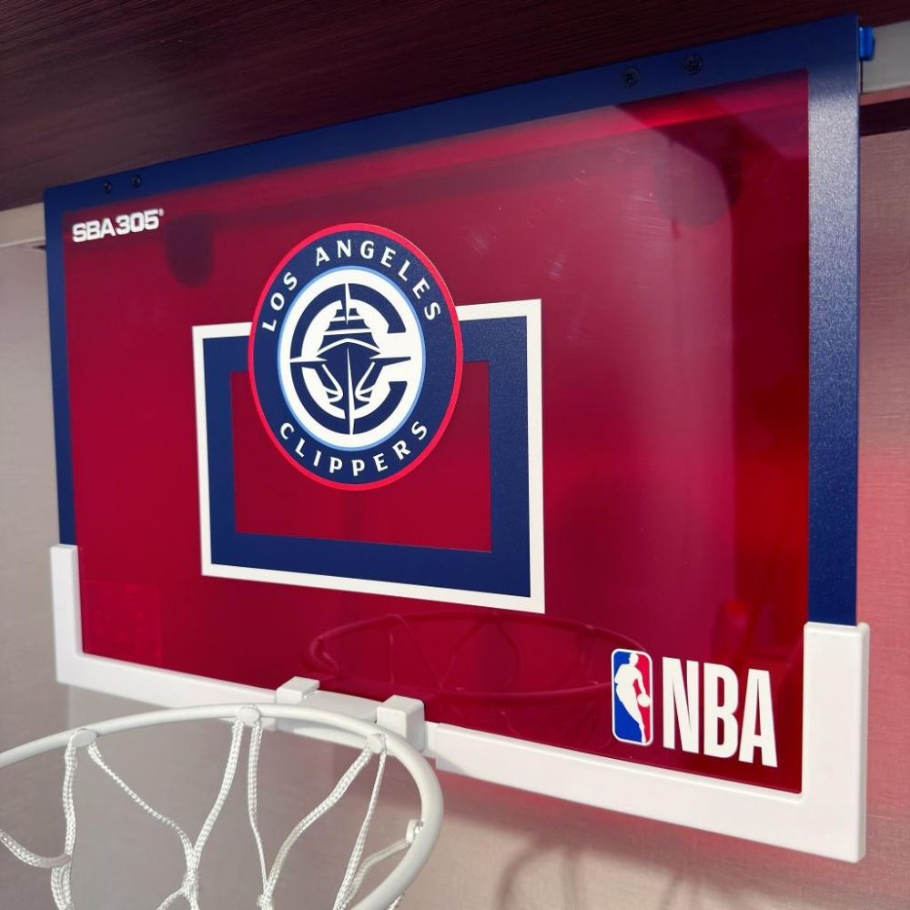 【球衣藏家】SBA305 台灣總代理 NBA 官方授權 壁掛式 居家 室內 玩具 小籃框 隊徽款 - 快艇 附小籃球-細節圖2