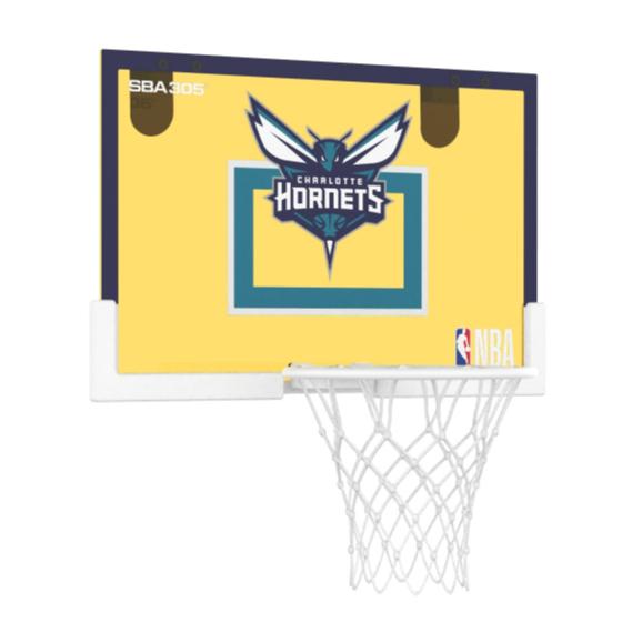 【球衣藏家】SBA305 台灣總代理 NBA 官方授權 壁掛式 居家 室內 玩具 小籃框 隊徽款 - 黃蜂 附小籃球-細節圖4