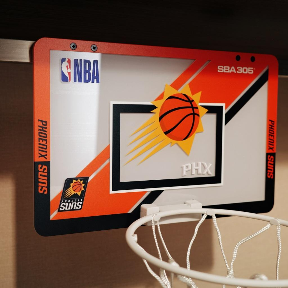 【球衣藏家】SBA305 台灣總代理 NBA 官方授權 壁掛式 居家 室內 玩具 小籃框 MINI款 - 太陽 附小籃球-細節圖2