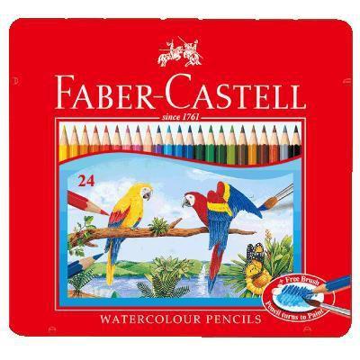 Faber-Castell 輝柏 水性色鉛筆24色組 紅色精緻鐵盒裝115925