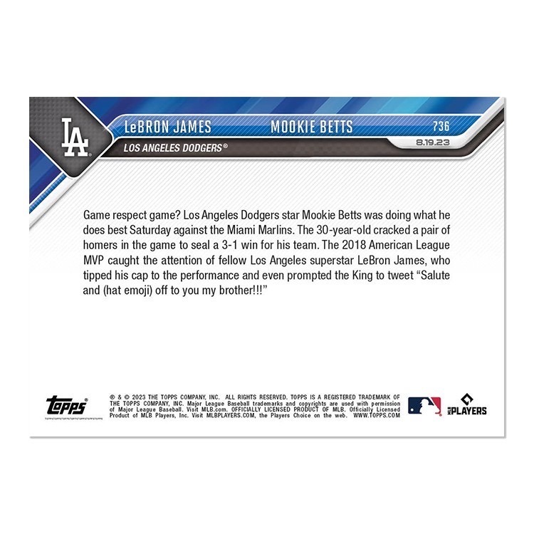 「85 Cards」LeBron James/Mookie Betts - 2023 MLB TOPPS NOW-細節圖2
