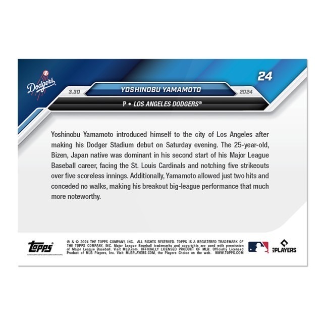 「85 Cards」山本由伸 Yoshinobu Yamamoto - 2024 MLB TOPPS NOW®-細節圖2