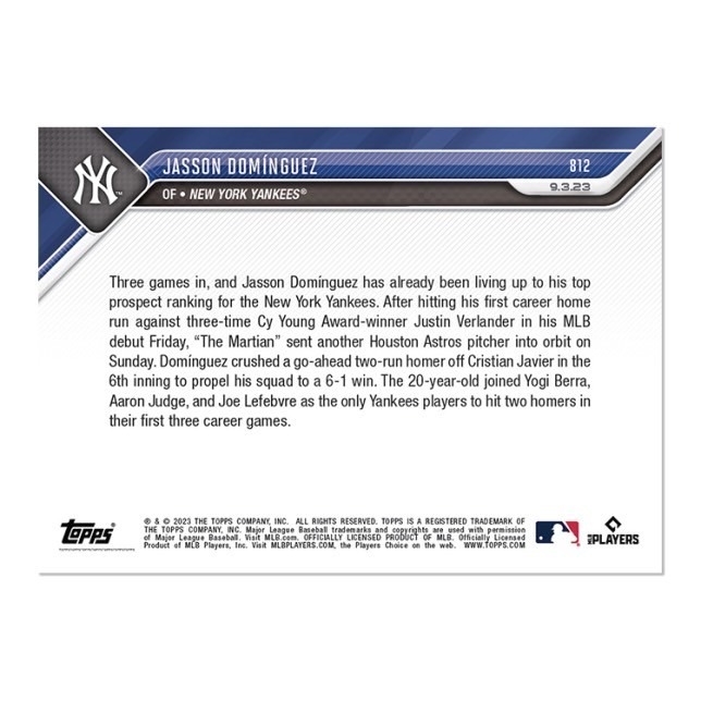 「85 Cards」洋基大物 新秀 Jasson Domínguez - 2023 MLB TOPPS NOW®-細節圖2