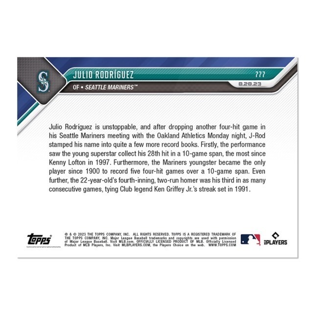 「85 Cards」水手隊 明星 Julio Rodríguez - 2023 MLB TOPPS NOW®Topps-細節圖2