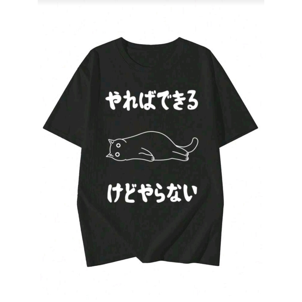 日系搞笑貓咪印花短袖T恤 寬鬆版型 男女可穿 S-3L-細節圖4