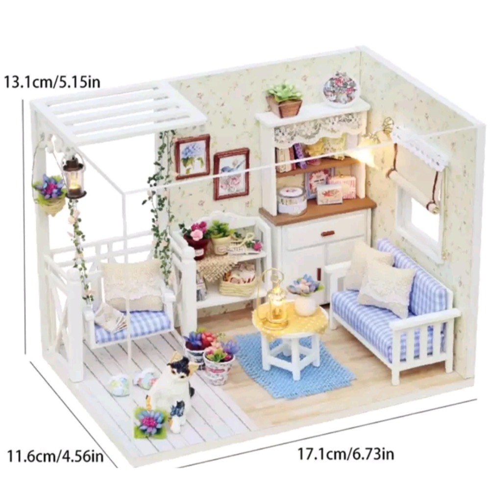 DIY咖啡館微型房屋模型｜迷你咖啡館手作小屋｜桌面療癒擺設-細節圖3