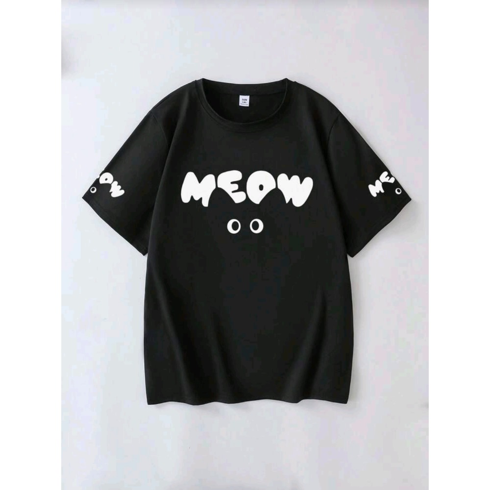 闆貓推薦｜MEOW針織短袖T｜黑色百搭款｜L-5L大尺碼-細節圖2