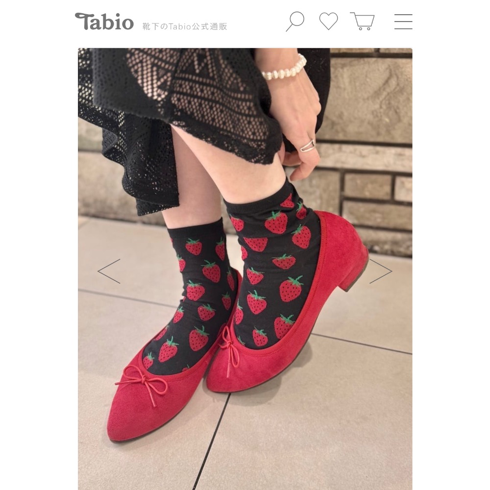 Tabio靴下屋最新大人氣草莓襪 黑色-細節圖2