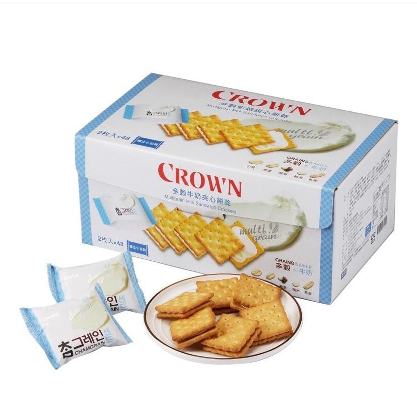 [限時特價］愛的小舖-Crown 多穀牛奶夾心餅乾 16公克 X 48入  效期: 2024年7月份-細節圖2