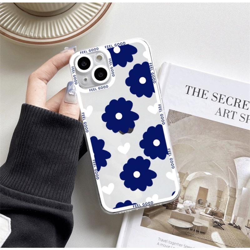 蘋果 iPhone14 系列 手機殼 保護殼 藍色花朵 防摔殼-細節圖2
