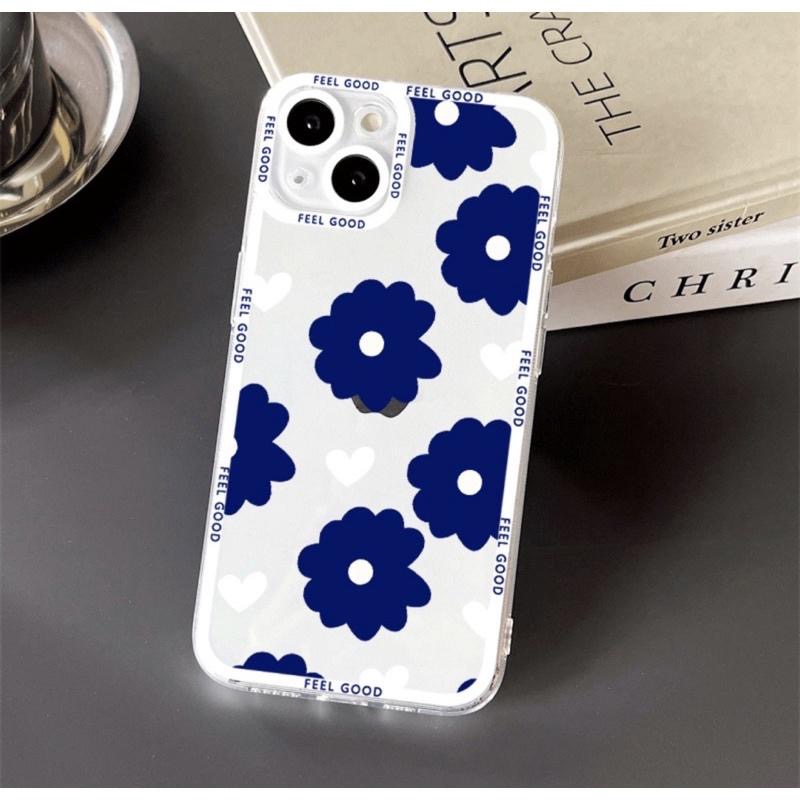 蘋果 iPhone14 系列 手機殼 保護殼 藍色花朵 防摔殼-細節圖3