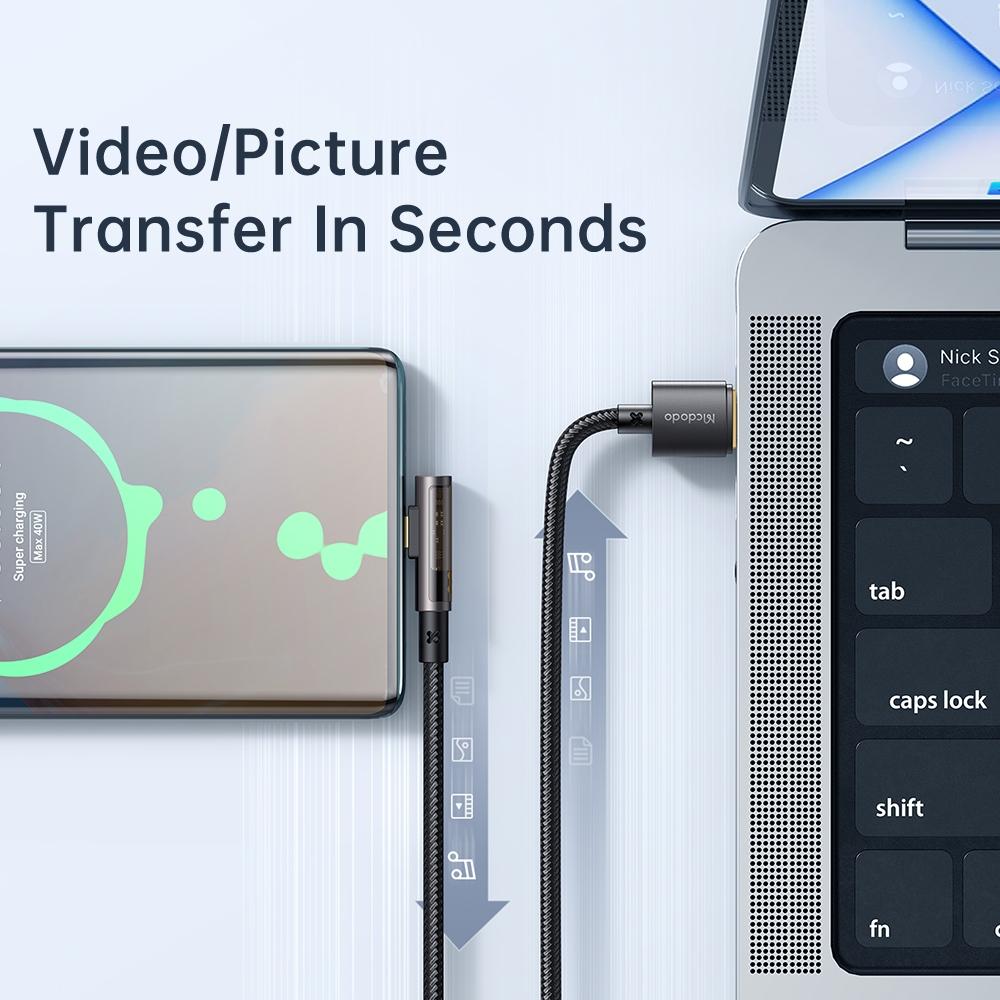MCDODO 彎頭電競線 充電線 傳輸線 iPhone 安卓 棱鏡透明機甲-細節圖6