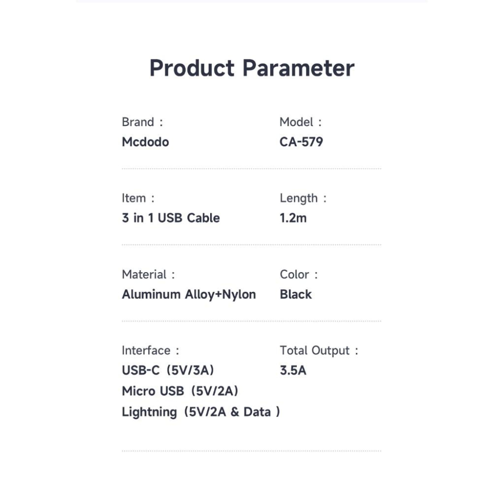 USB+三合一 多功能 快速充電線 傳輸線 Mcdodo-細節圖9