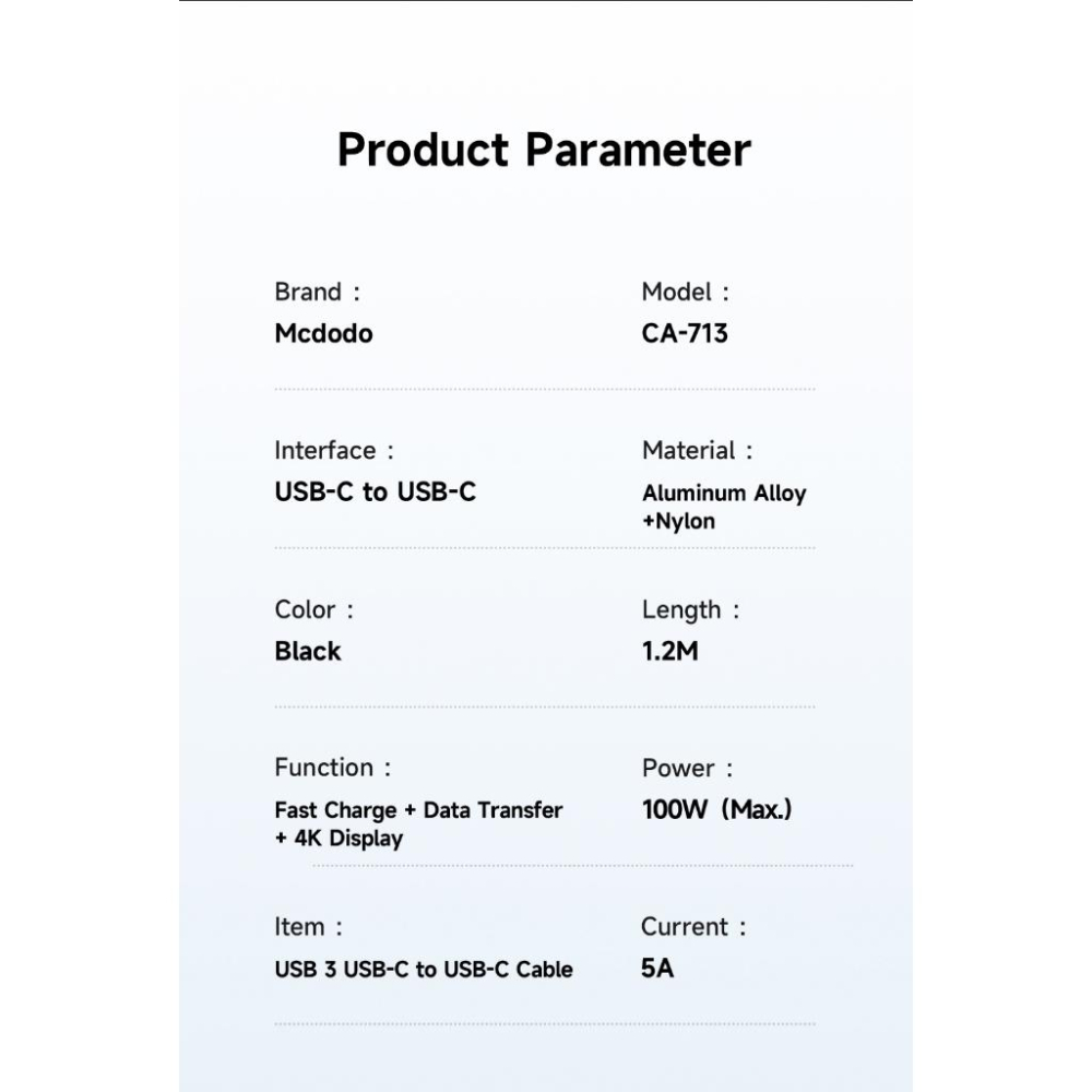 100瓦 4K 60hz 雙頭 TypeC 快速充電線 傳輸線 Mcdodo-細節圖9