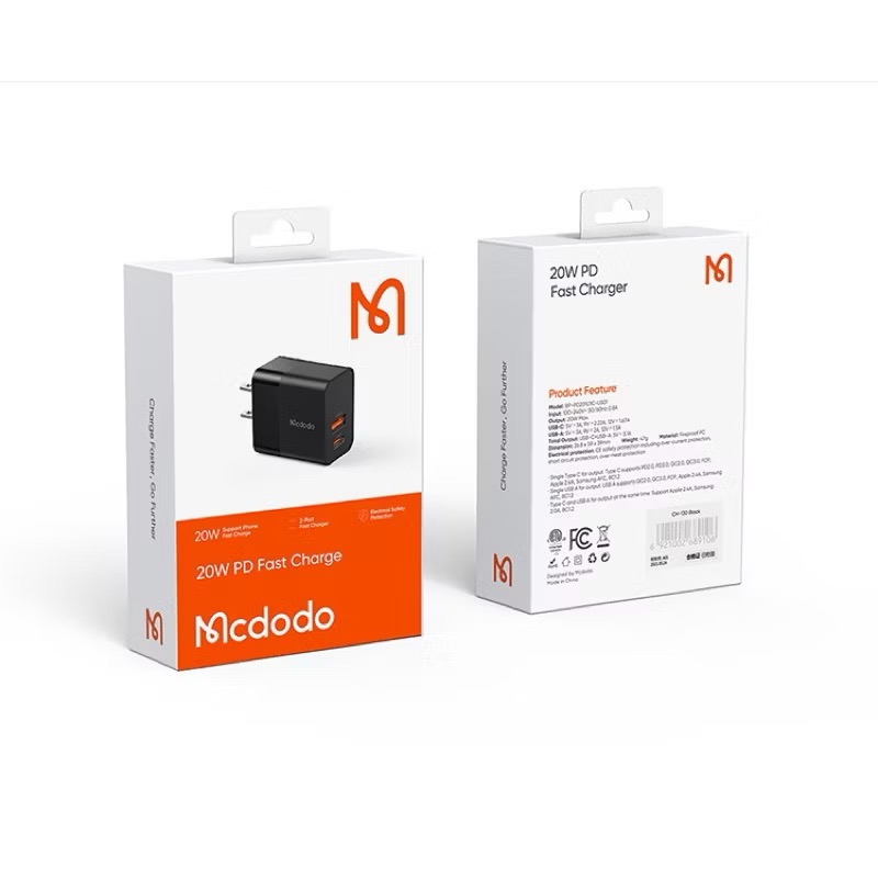 防火雙孔 20瓦 USB TypeC 充電器 充電頭 快充頭 CH- 1311 MCDODO 插頭-細節圖5