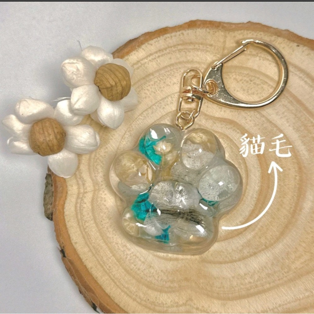 ｜愛心貓掌紀念鑰匙圈🐾｜寵物紀念 毛髮保存 毛髮紀念 客製化鑰匙圈 手作鑰匙圈-細節圖2