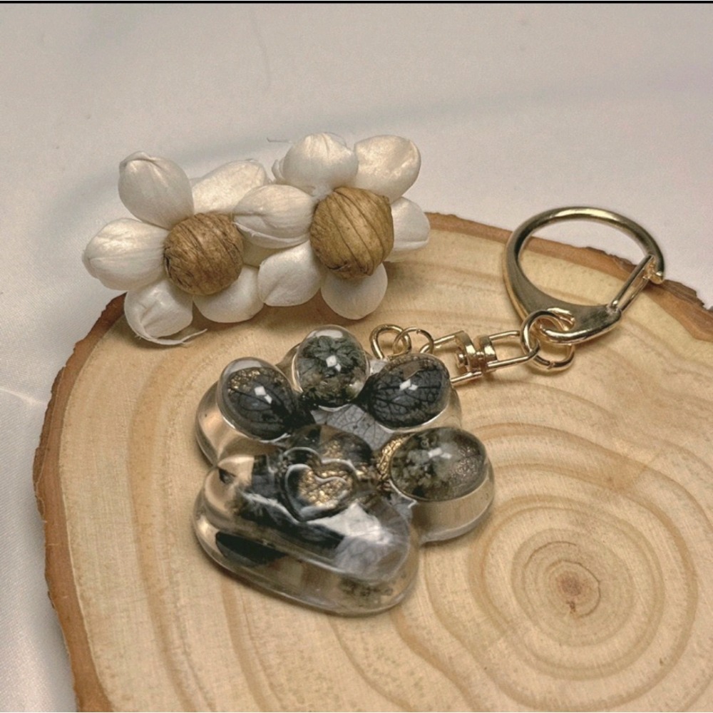 ｜愛心貓掌紀念鑰匙圈🐾｜寵物紀念 毛髮保存 毛髮紀念 客製化鑰匙圈 手作鑰匙圈-細節圖4