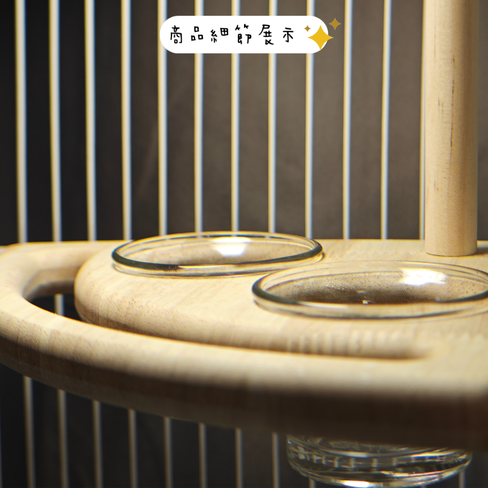 【鳥寶質感居家】原木角落小鳥食盆組｜鸚鵡食盆 鸚鵡食器 玻璃碗 原木棲木 鸚鵡用品-細節圖4